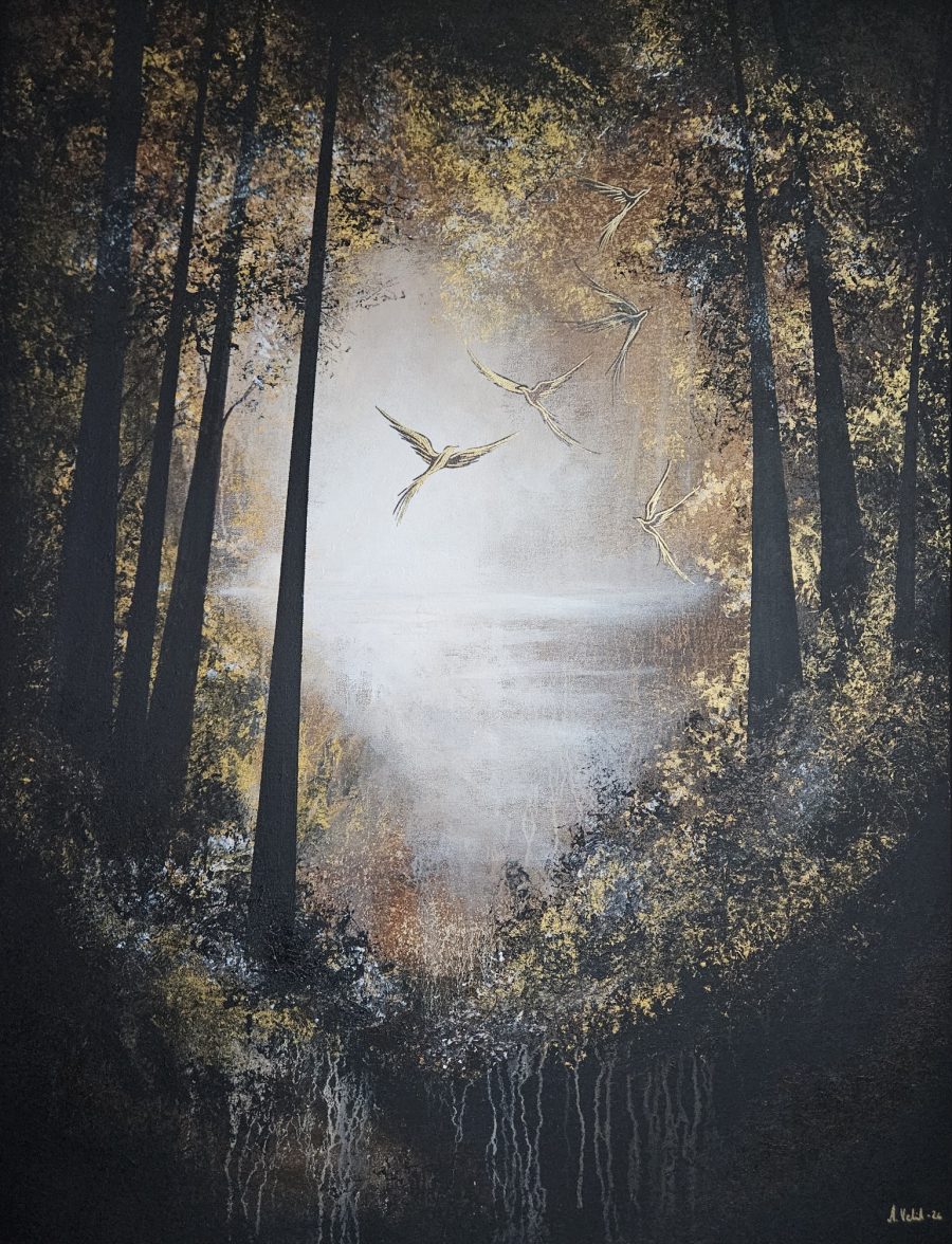 Forest of golden birds 116x89